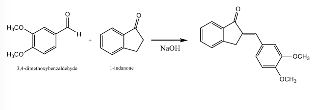 H3CO.
H.
NaOH
H3CO
OCH3
3,4-dimethoxybenzaldehyde
1-indanone
OCH3
