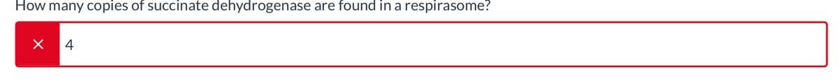 How many copies of succinate dehydrogenase are found in a respirasome?
4

