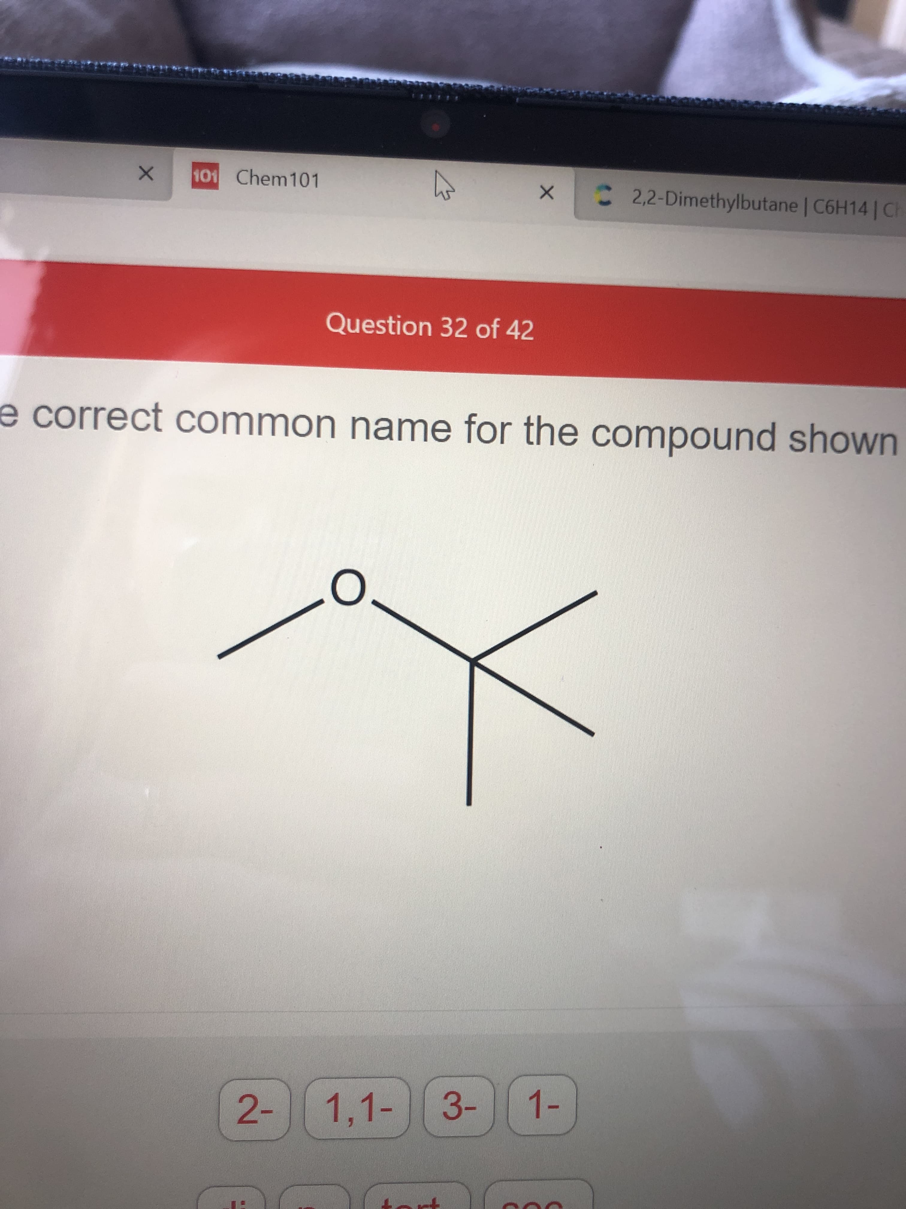 è correct common name for the compound shown

