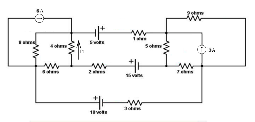 6A
8 ohms[
4 ohms
6 ohms
I1
#
5 volts
2 ohms
+
10 volts
1 ohm
#
15 volts
3 ohms
5ohms
9 ohms
w
w
7 ohms
1) 3A
