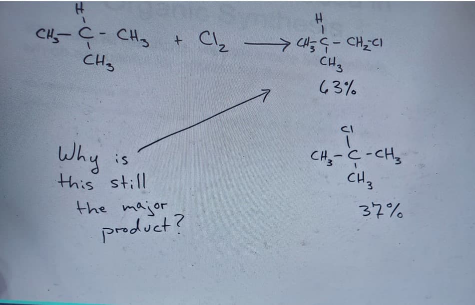 CH- C- CH3
2.
CH3
CH3
63%
Why
this still
1.
CH,-C-CH,
CH3
is
the major
37%
product?
