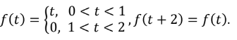 f(t) =
(t, 0<t<1
(0, 1<t<2¹f(t + 2) = f(t).