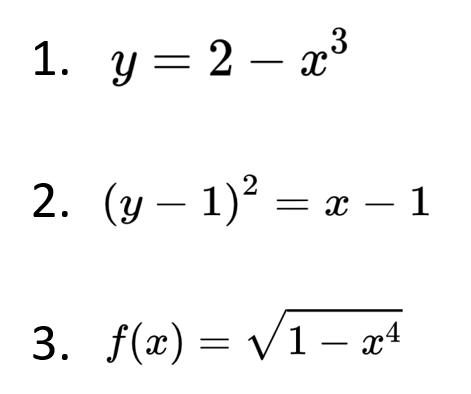 1. у%3D2 — г3
= x
3. f(x) = V1 – x4
