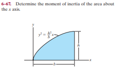 6-67. Determine the moment of inertia of the area about
the x axis.
-b-
