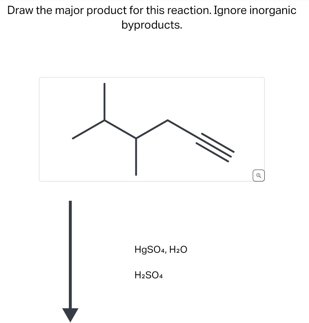 Draw the major product for this reaction. Ignore inorganic
byproducts.
HgSO4, H₂O
H₂SO4
Q