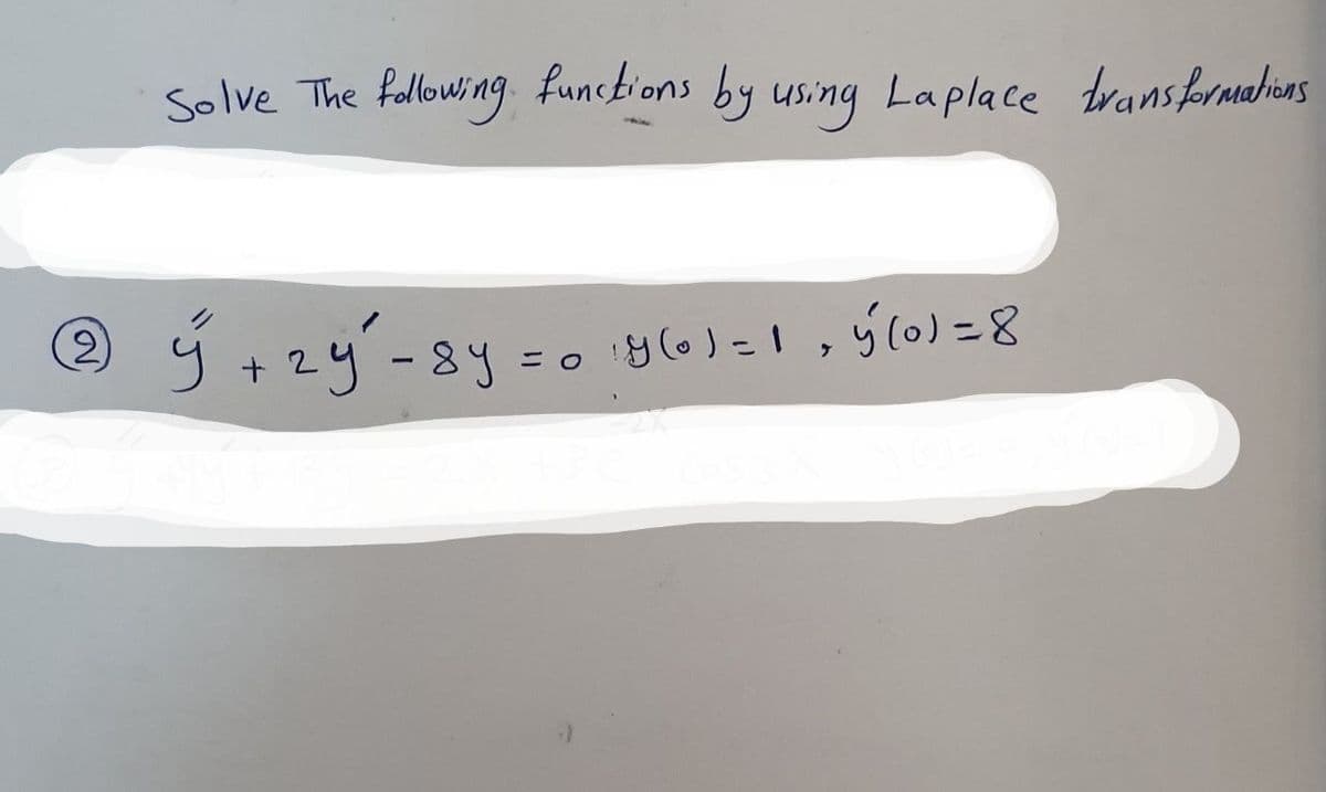 Solve The
fallowing functions by using Laplace transformahins
= o y(0) =1, ý(0)=
