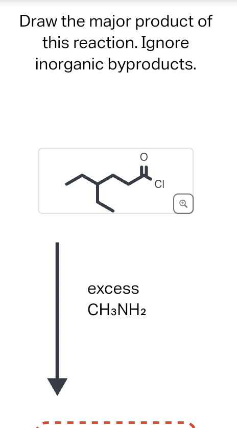 Draw the major product of
this reaction. Ignore
inorganic byproducts.
1
I
I
I
excess
CH3NH2
I
I
I
CI
I
I
I
I
I