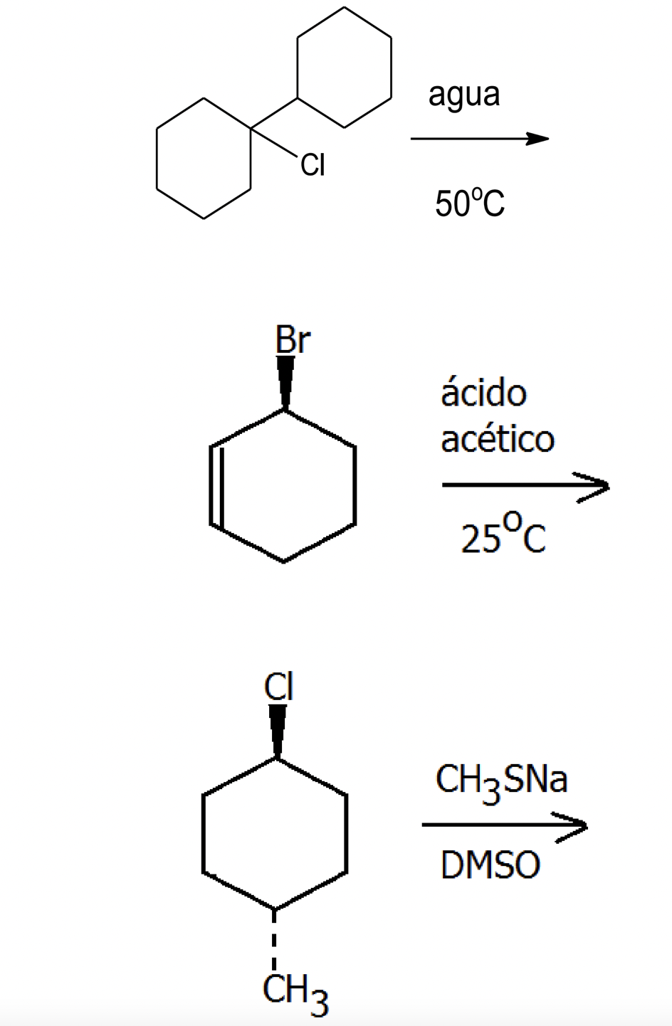 CI
Br
CI
CH3
agua
50°C
ácido
acético
25°C
CH3 SNa
DMSO