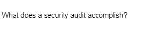 What does a security audit accomplish?