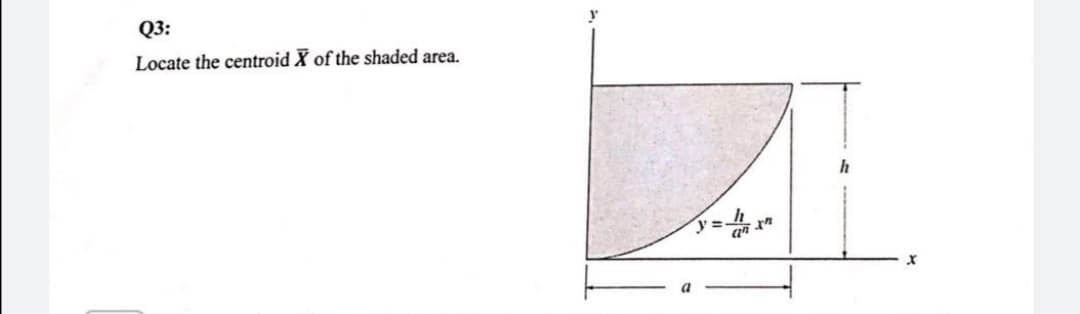 Q3:
Locate the centroid X of the shaded area.
