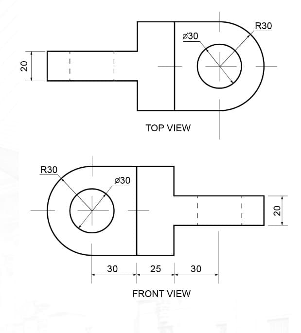 20
R30
Ø30
30
Ø30
TOP VIEW
25
FRONT VIEW
30
R30
20