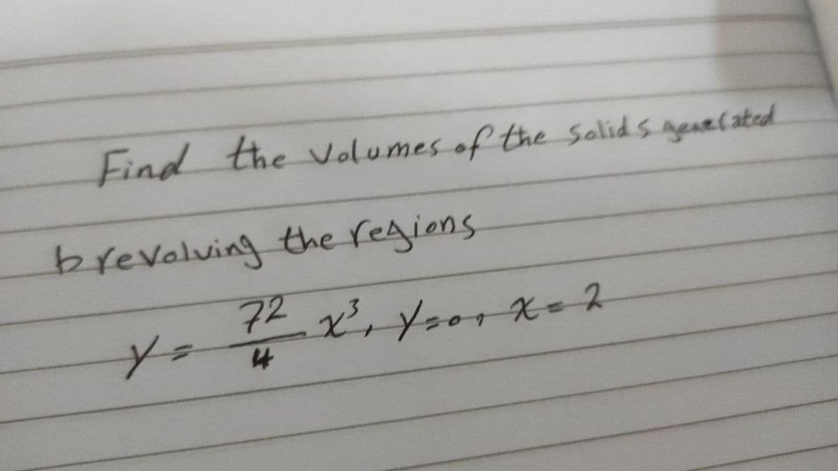 Find the Volumes of the solids genelatred.
brevolving the regiens
14
