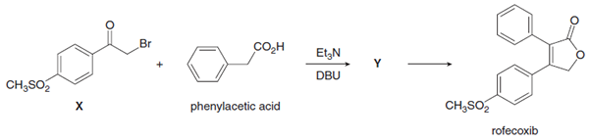 Br
CO,H
Et,N
DBU
CH;SO,
х
phenylacetic acid
CH;SO2
rofecoxib
