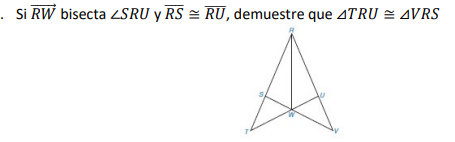Si RW bisecta ZSRU y RS = RU, demuestre que 4TRU = AVRS
