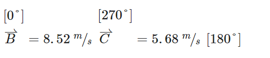 [0°]
B = 8.52 m/ C
S
[270°]
= 5.68 m/s [180]
=