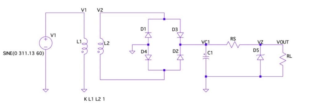 V1 V2
D1
D3
V1
RS
VC1
flor
VZ
D5
D4
D2
SINE(0 311.13 60)
C1
K L1 L2 1
VOUT
RL