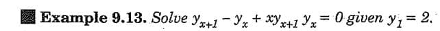 Example 9.13. Solve Yr+1-Yx + x +Yx
=
0 given y₁ = 2.