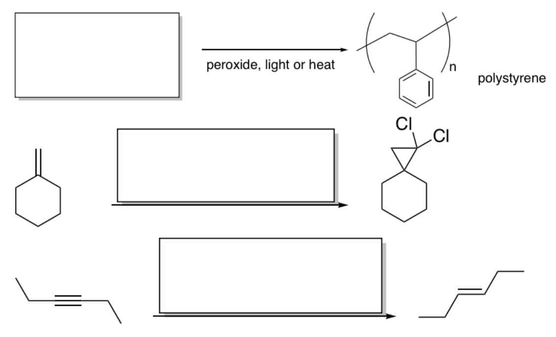 peroxide, light or heat
CI
polystyrene