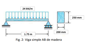 24 kN/m
250 mm
200 mm
1.75 m
Fig. 2: Viga simple AB de madera
