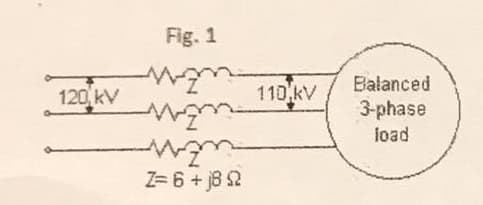 120 kV
Fig. 1
۸ جمعت
حمت
Z= 6 + j8 92
110 kV
Balanced
3-phase
load