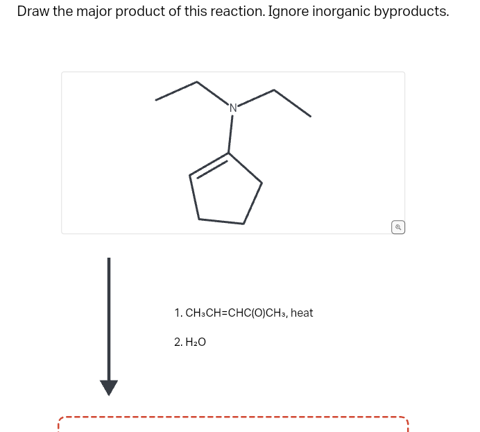 Draw the major product of this reaction. Ignore inorganic byproducts.
1. CH3CH=CHC(O)CH3, heat
2. H₂O