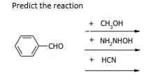 Predict the reaction
-CHO
+
CH₂OH
NH, NHOH
+
thi HCN