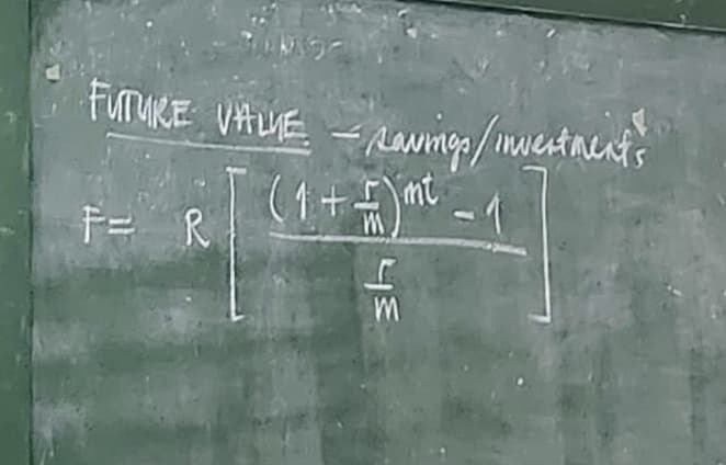 FUTURE VALUE - Rawings/invertnment's
(1 + =) m² - 1
mt
F= R
니트 니트