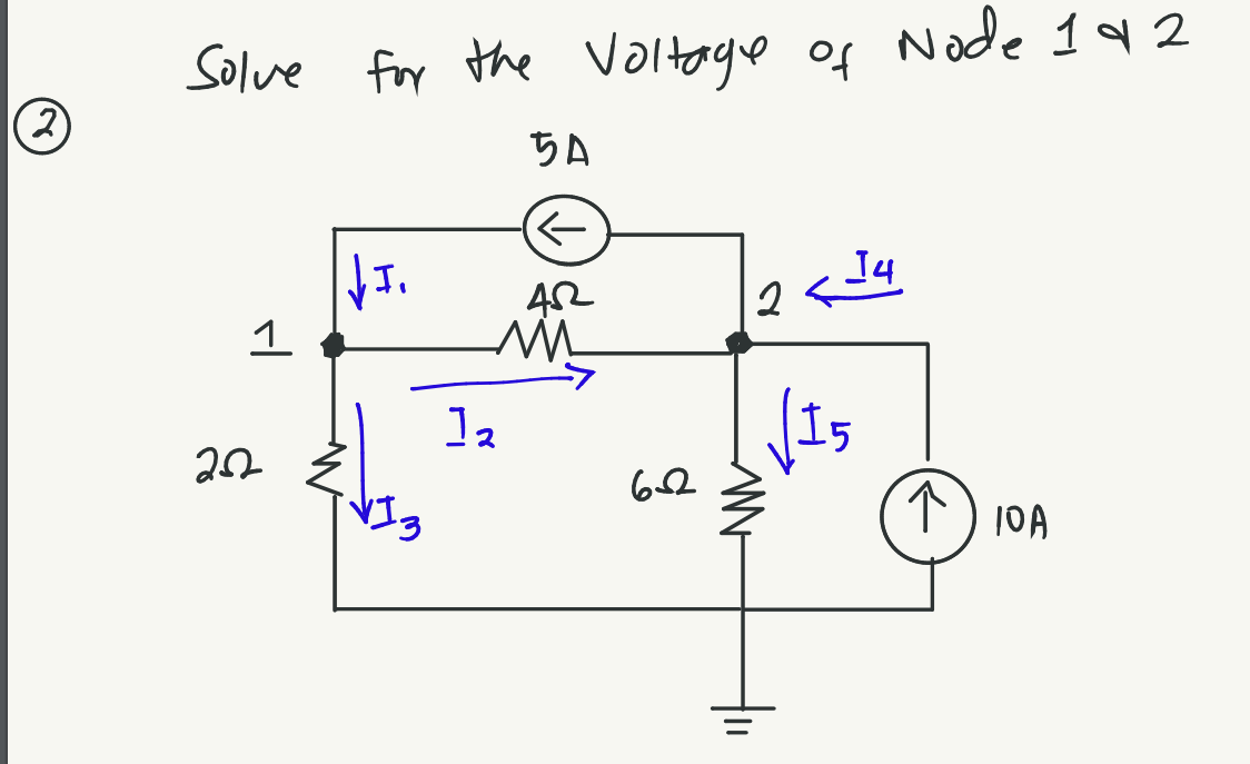 Solve for the Voltage of Node 1 a2
(2)
5A
1
(15
(1) 10A
