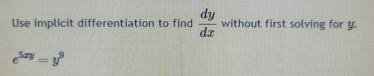 dy
Use implicit differentiation to find
without first solving for y.
dx