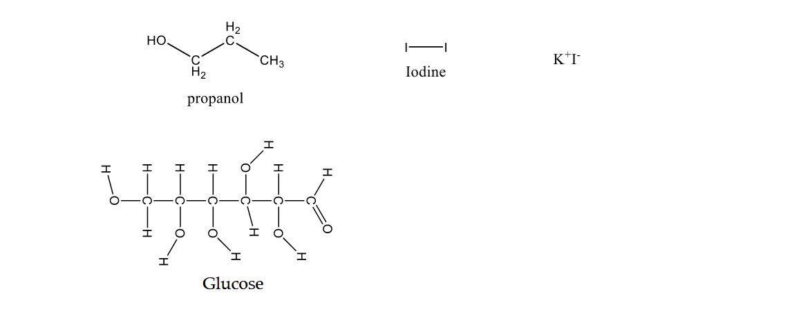 H2
Но.
K*I
CH3
Iodine
propanol
Glucose
I
H
O:
H-
—Н
