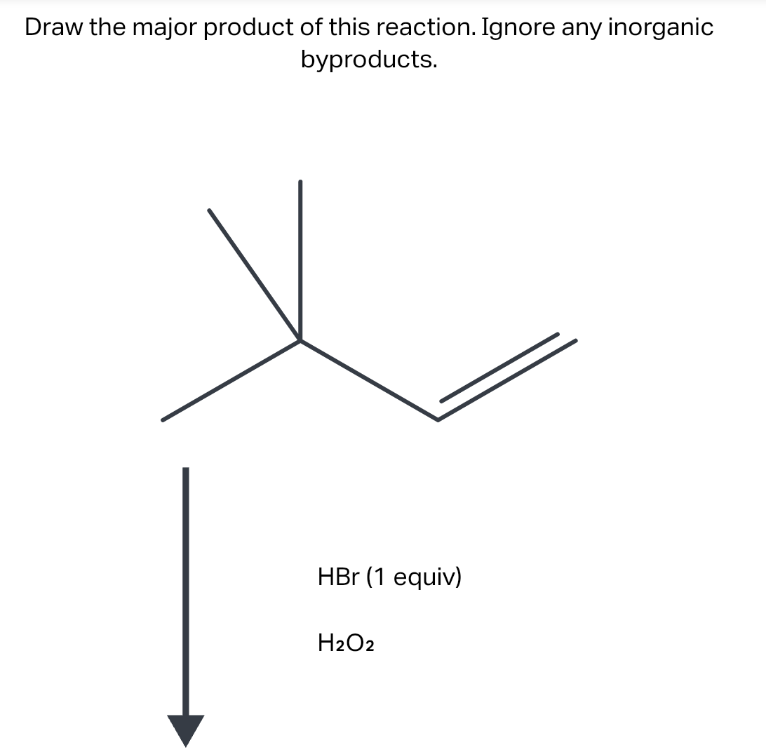 Draw the major product of this reaction. Ignore any inorganic
byproducts.
HBr (1 equiv)
H₂O2