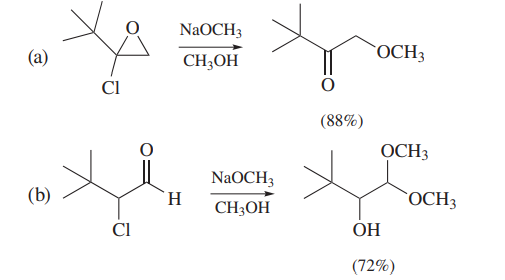 NaOCH3
(a)
CH;OH
`OCH3
CI
(88%)
OCH3
NaOCH3
(b)
H
ОСН
CH3OH
Cl
ОН
(72%)

