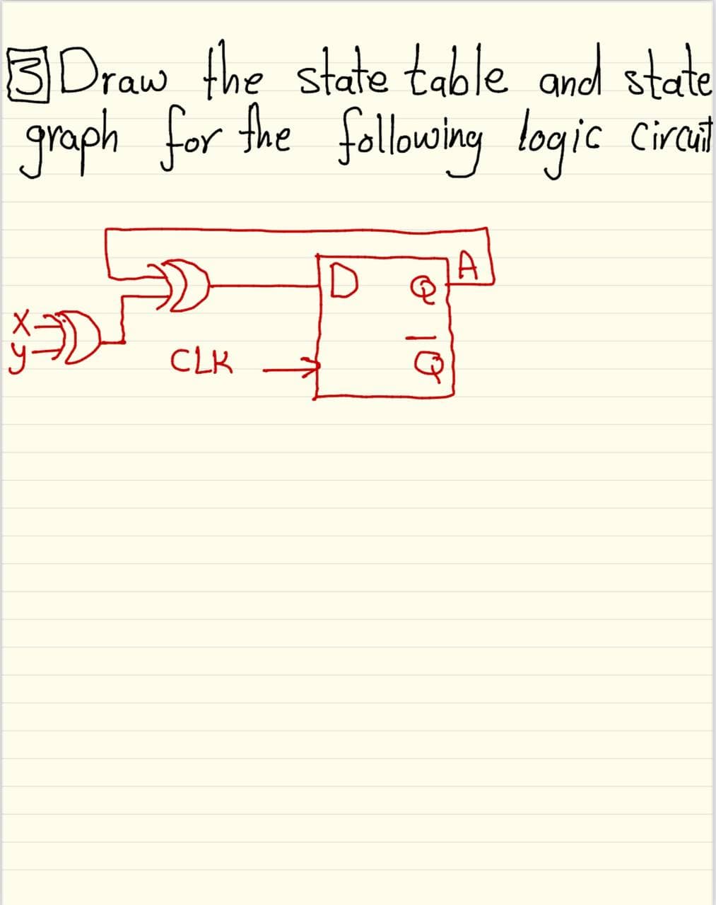 3Draw the state table and state
graph for fhe following logic cirad
A
CLK
