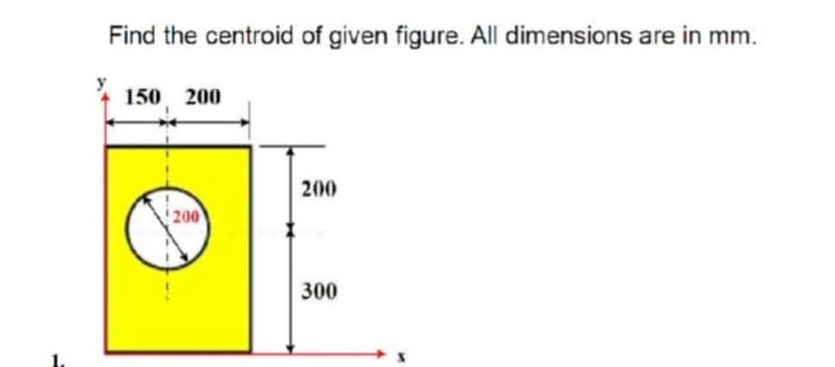 Find the centroid of given figure. All dimensions are in mm.
150 200
200
200
300
