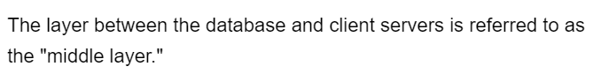 The layer between the database and client servers is referred to as
the "middle layer."