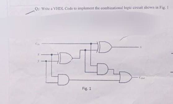 Q2: Write a VHDL Code to implement the combinational logic circuit shown in Fig. 1
D
Fig. 1
out