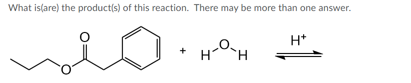 What is(are) the product(s) of this reaction. There may be more than one answer.
H+
H-O
+
