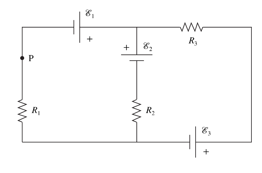 P
E
1
+
+
E2
ww
R3
R₂
R₁
E3
+