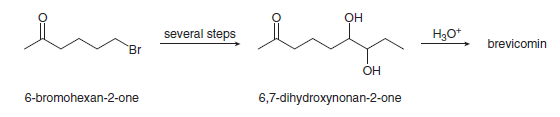 ОН
several steps
Нао*
brevicomin
Br
ОН
6,7-dihydroxynonan-2-one
6-bromohexan-2-one
