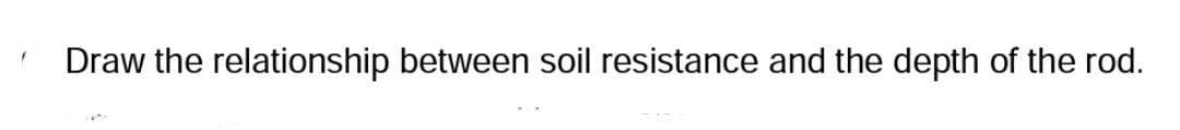 Draw the relationship between soil resistance and the depth of the rod.
