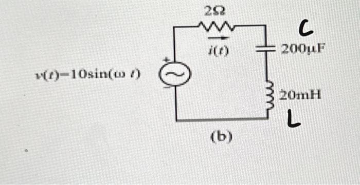 v(t)-10sin(/)
292
(b)
C
200μF
20mH
L