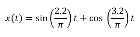(2.2
x(t) = sin
)
(3.2
t + cos
t
