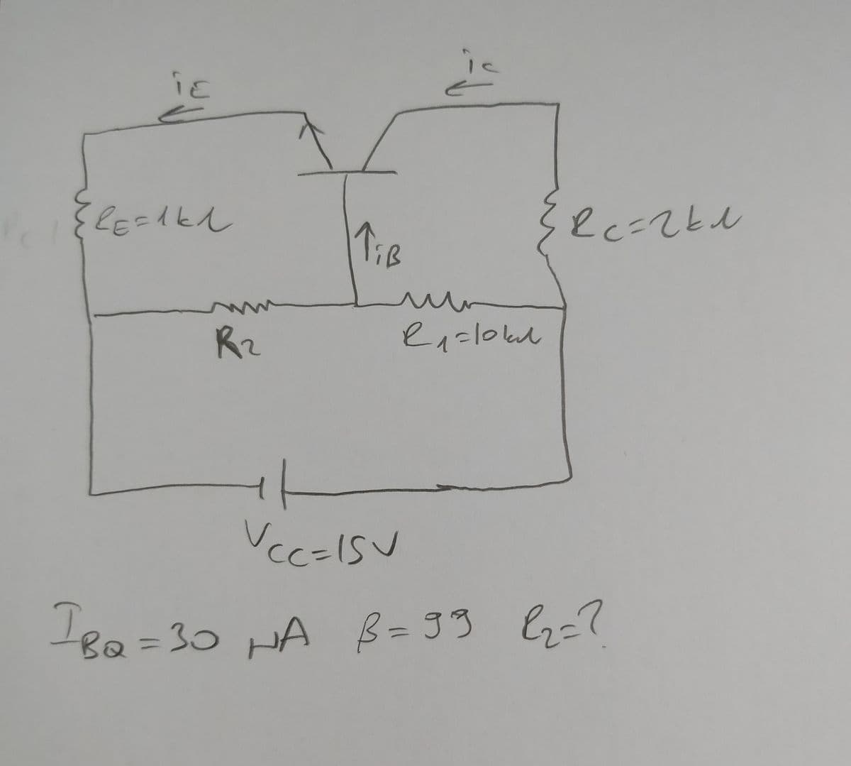 is
iB
R2
1=10kd
Vecalsu
15
C.
30 HA B= 33 be?
