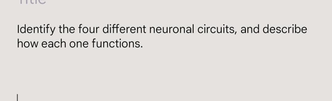 Identify the four different neuronal circuits, and describe
how each one functions.
