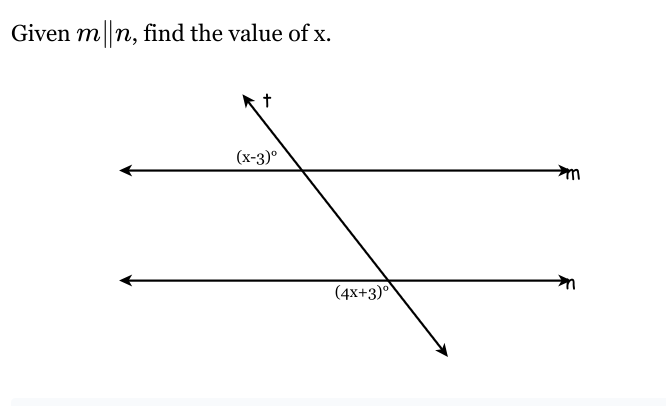 Given mn, find the value of x.
t
(x-3)⁰
(4x+3)⁰