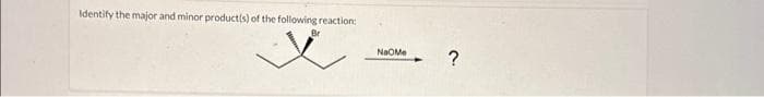 Identify the major and minor product(s) of the following reaction:
Br
Na Me
?