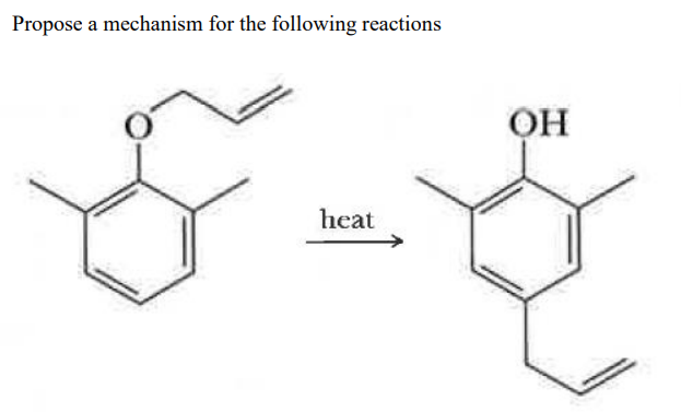 Propose a mechanism for the following reactions
heat
OH