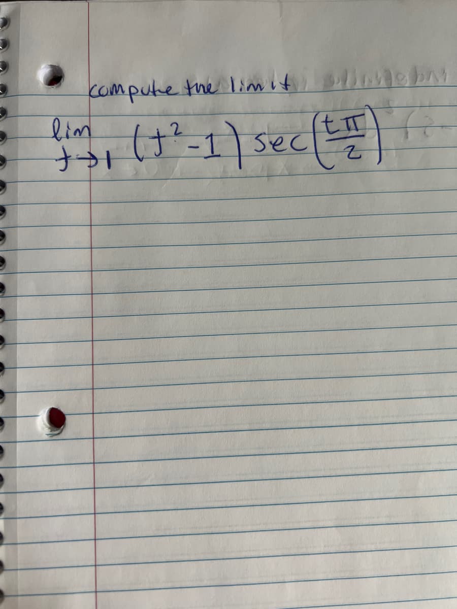 compute the limiting bat
2
lim
++1
(1² -1) sec (11)