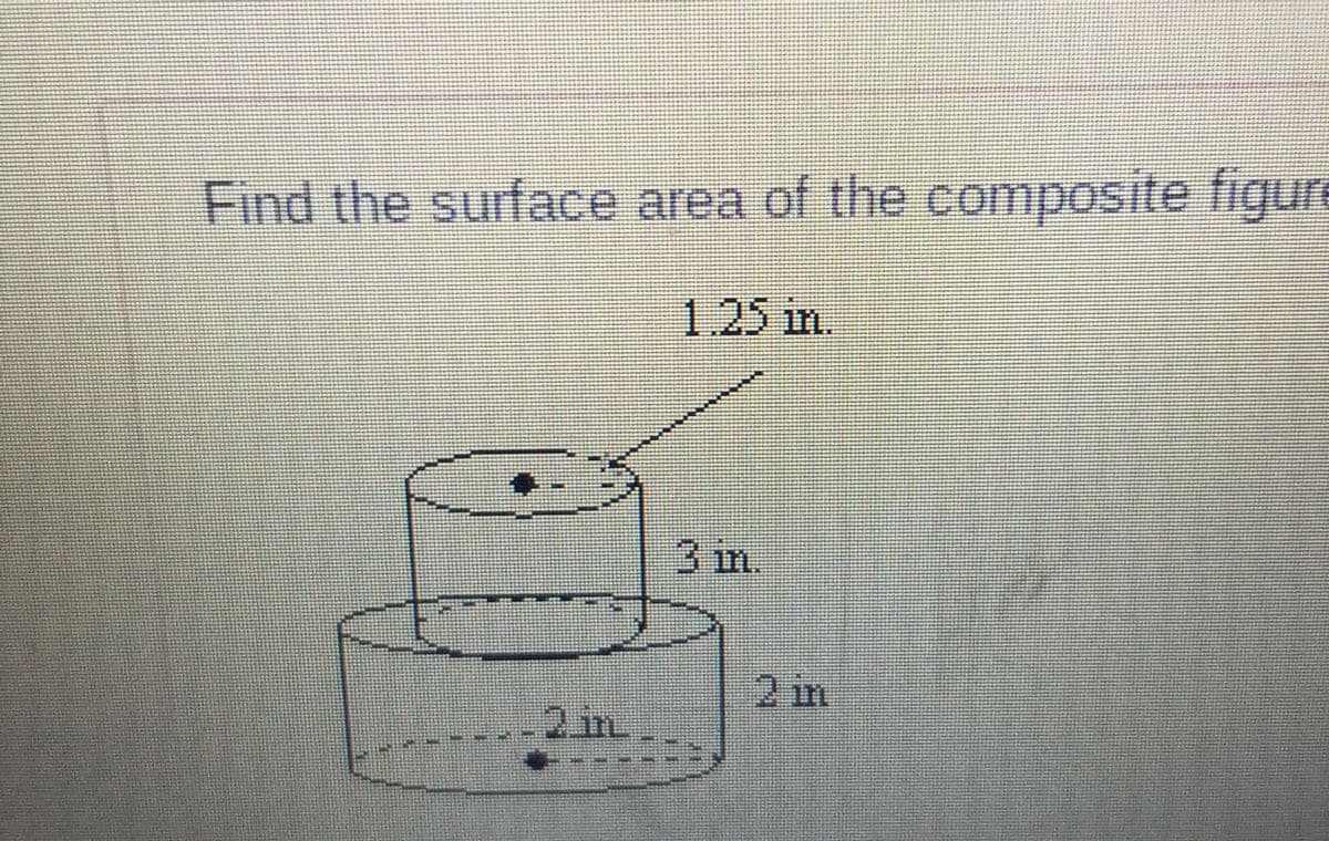 Find the surface area of the composite figure
S
1.25 in.
2 in