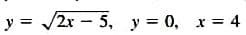 y = √√2x5, y = 0, x = 4